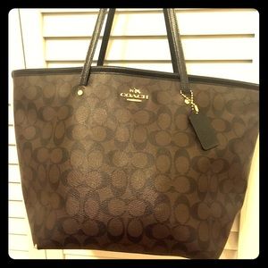 Coach Signature City Tote -Mahogany & Black-F36876